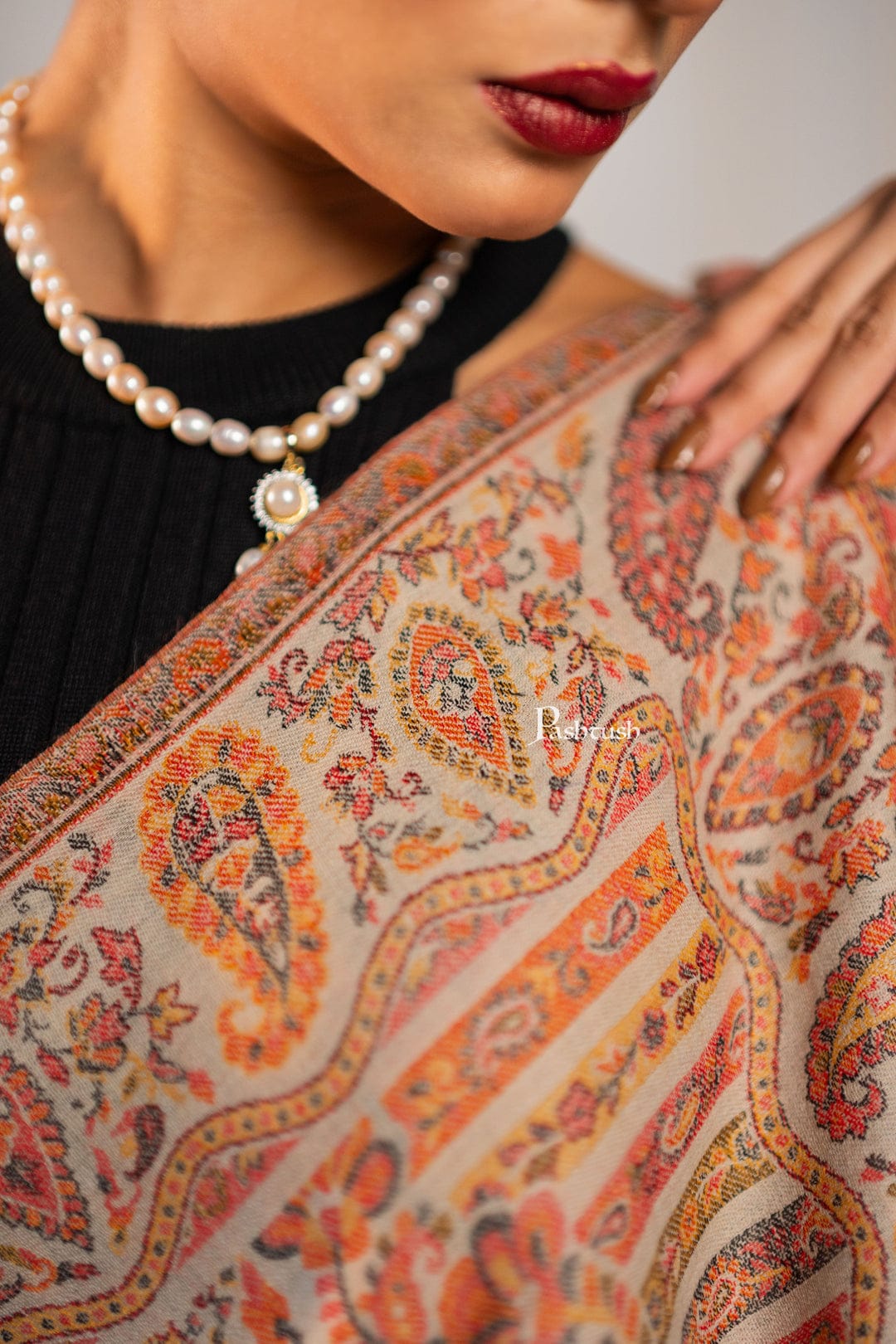 Pashtush India Gift Pack Pashtush His And Her Set Of Fine Wool Mens Shawl and Womens Stole, Premium Gift Box Packaging, Beige