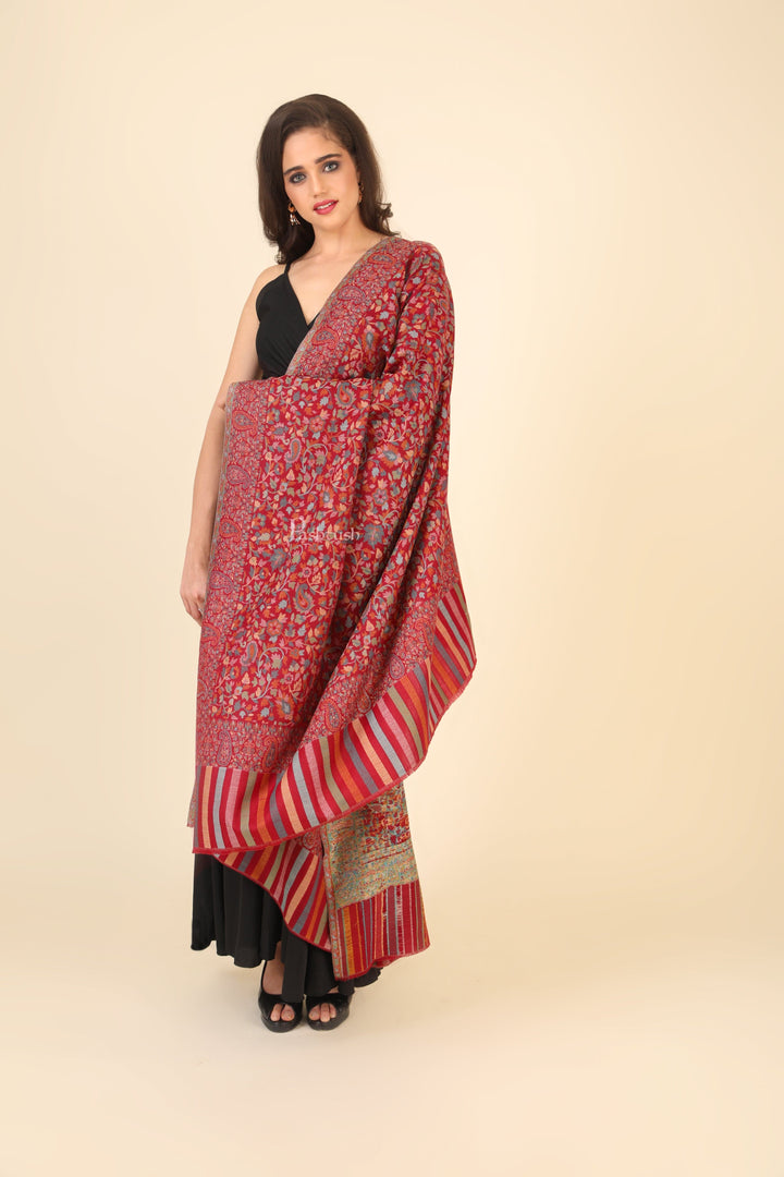 Pashtush India Gift Pack Pashtush His And Her Set Of Fine Wool Shawls, Premium Gift Box Packaging, Taupe and Maroon