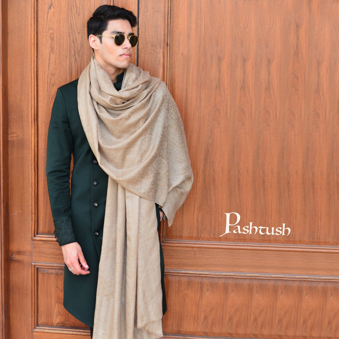 Pashtush India Gift Pack Pashtush His and Her set of Fine Wool Shawls, With Premium Gift Box, Beige and Multicolour