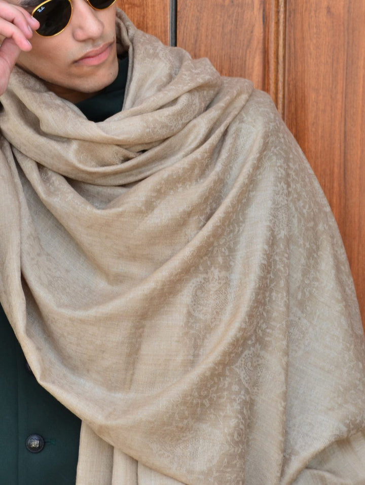 Pashtush India Gift Pack Pashtush His and Her set of Fine Wool Shawls, With Premium Gift Box, Beige and Multicolour