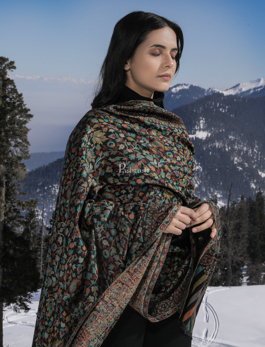 Pashtush India Gift Pack Pashtush His and Her set of Fine Wool Shawls, With Premium Gift Box, Beige and Multicolour