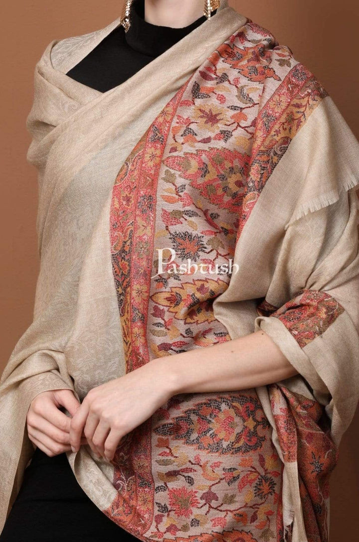 Pashtush India Gift Pack Pashtush His And Her Set Of Fine Wool Shawls With Premium Gift Box Packaging, Beige