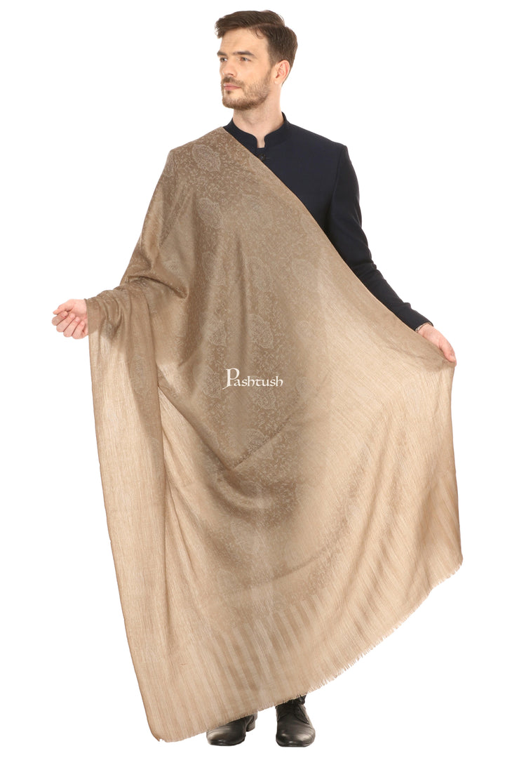 Pashtush India Gift Pack Pashtush His And Her Set Of Fine Wool Shawls With Premium Gift Box Packaging, Beige