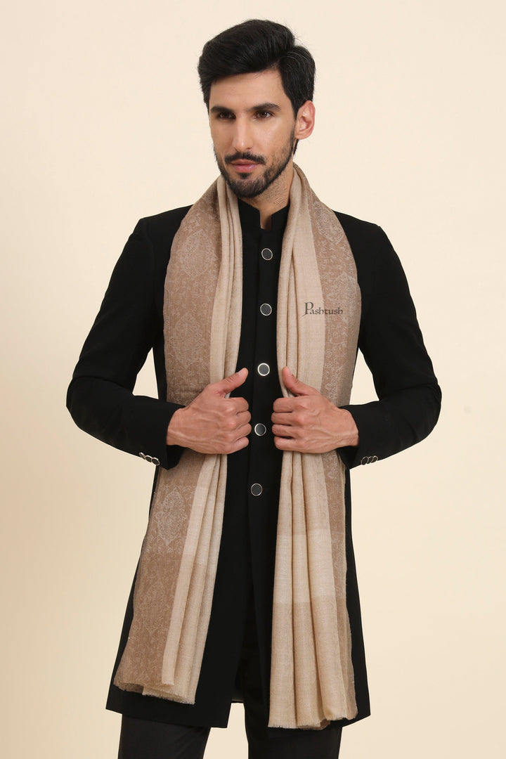 Pashtush India Gift Pack Pashtush His And Her Set Of Fine Wool Stoles , Premium Gift Box Packaging, Beige and Pink