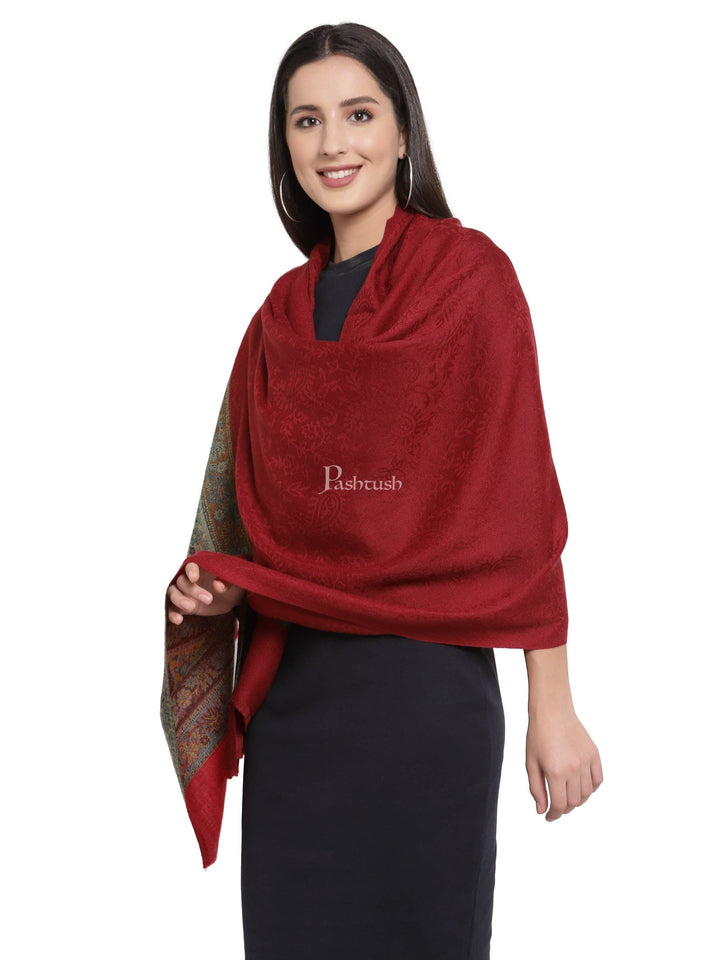 Pashtush India Gift Pack Pashtush His and Her set of Fine Wool Stoles, With Premium Gift Box, Beige and Maroon