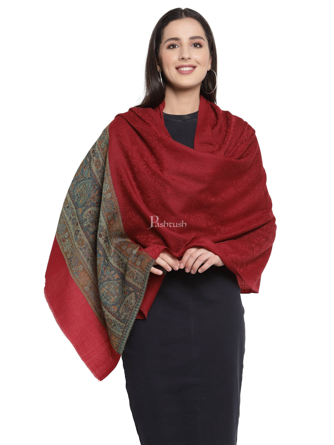 Pashtush India Gift Pack Pashtush His and Her set of Fine Wool Stoles, With Premium Gift Box, Beige and Maroon