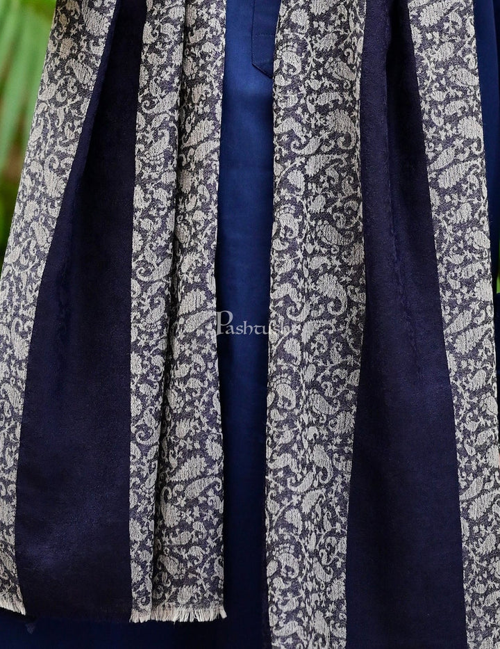 Pashtush India Gift Pack Pashtush His and Her Set of Fine Wool Stoles with Premium Gift Box Packaging, Navy Blue and Maroon