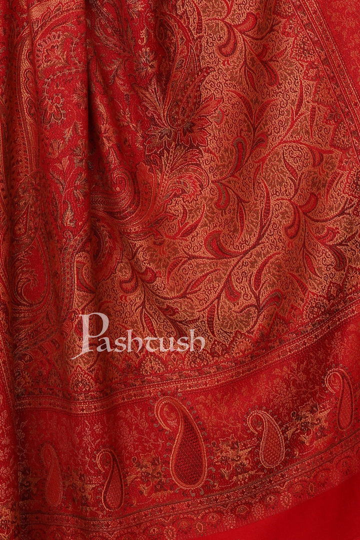 Pashtush India Gift Pack Pashtush His And Her Set Of Jamawar Stole and Shawl, Premium Gift Box Packaging, Black and Maroon