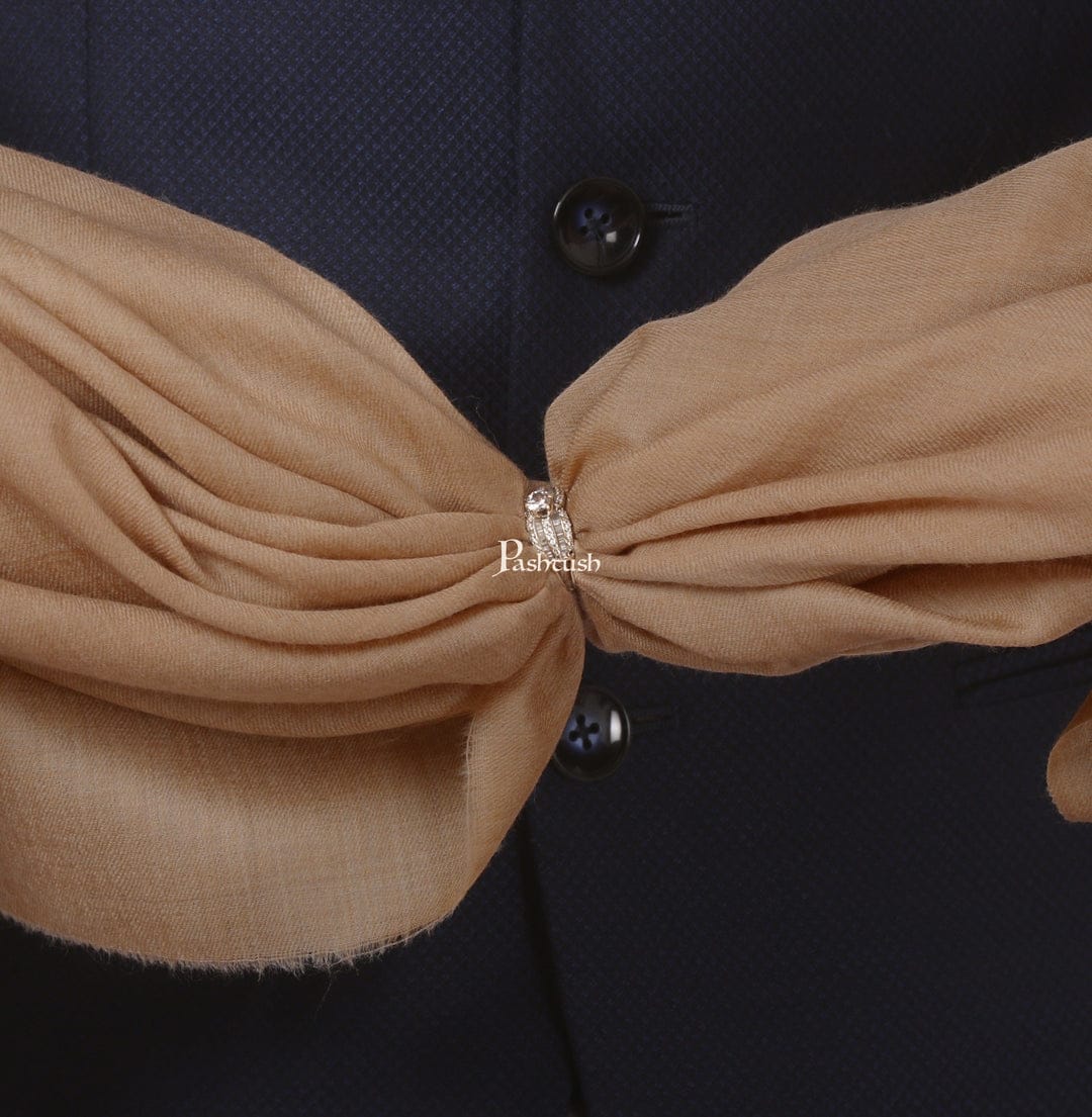 Pashtush India Gift Pack Pashtush His And Her Set Of Mens 100% Pure Wool Shawl and Womens Extra Fine Wool Shawl With Wooden Chester Box, Taupe