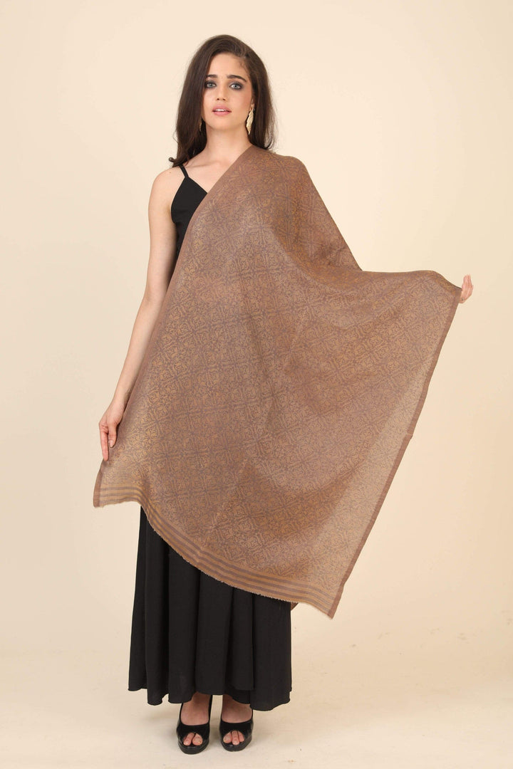 Pashtush India Gift Pack Pashtush His And Her Set Of Mens 100% Pure Wool Shawl and Womens Twilight Shawl With Wooden Chester Box, Taupe and Beige