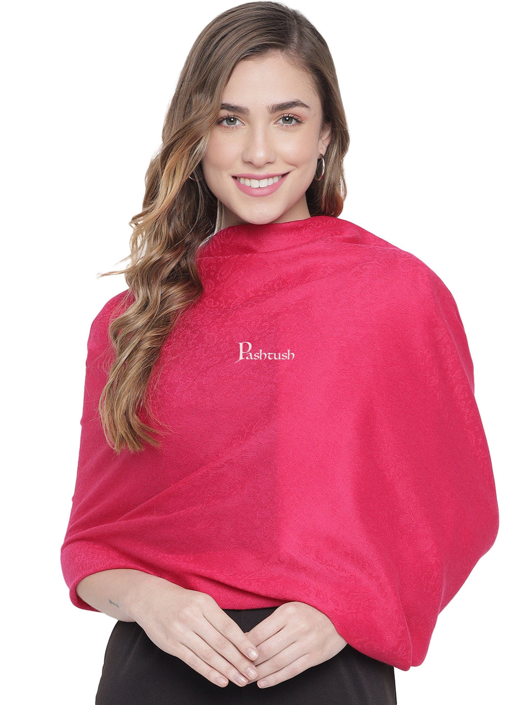 Pashtush India Gift Pack Pashtush His And Her Set Of Mens Bamboo Stole and Womens Fine Wool Stole, Premium Gift Box Packaging, Multicolour and Pink