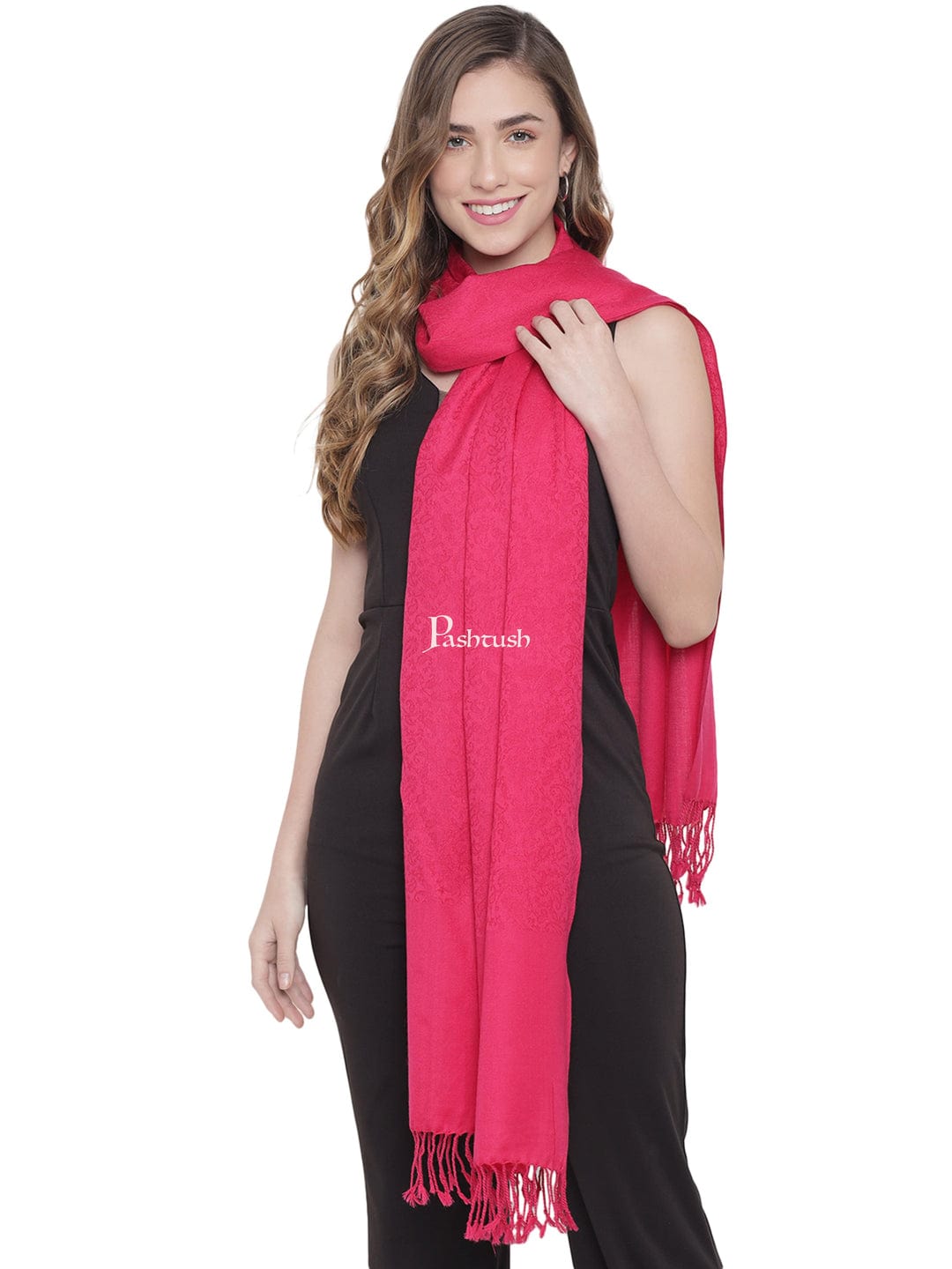 Pashtush India Gift Pack Pashtush His And Her Set Of Mens Bamboo Stole and Womens Fine Wool Stole, Premium Gift Box Packaging, Multicolour and Pink