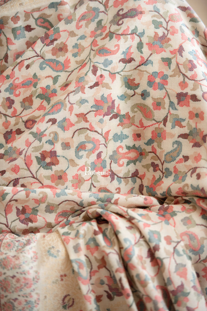 Pashtush India Gift Pack Pashtush His And Her Set Of Mens Fine Wool Lohi and Womens Reversible Bamboo Stole, Premium Gift Box Packaging, Ivory and Peach