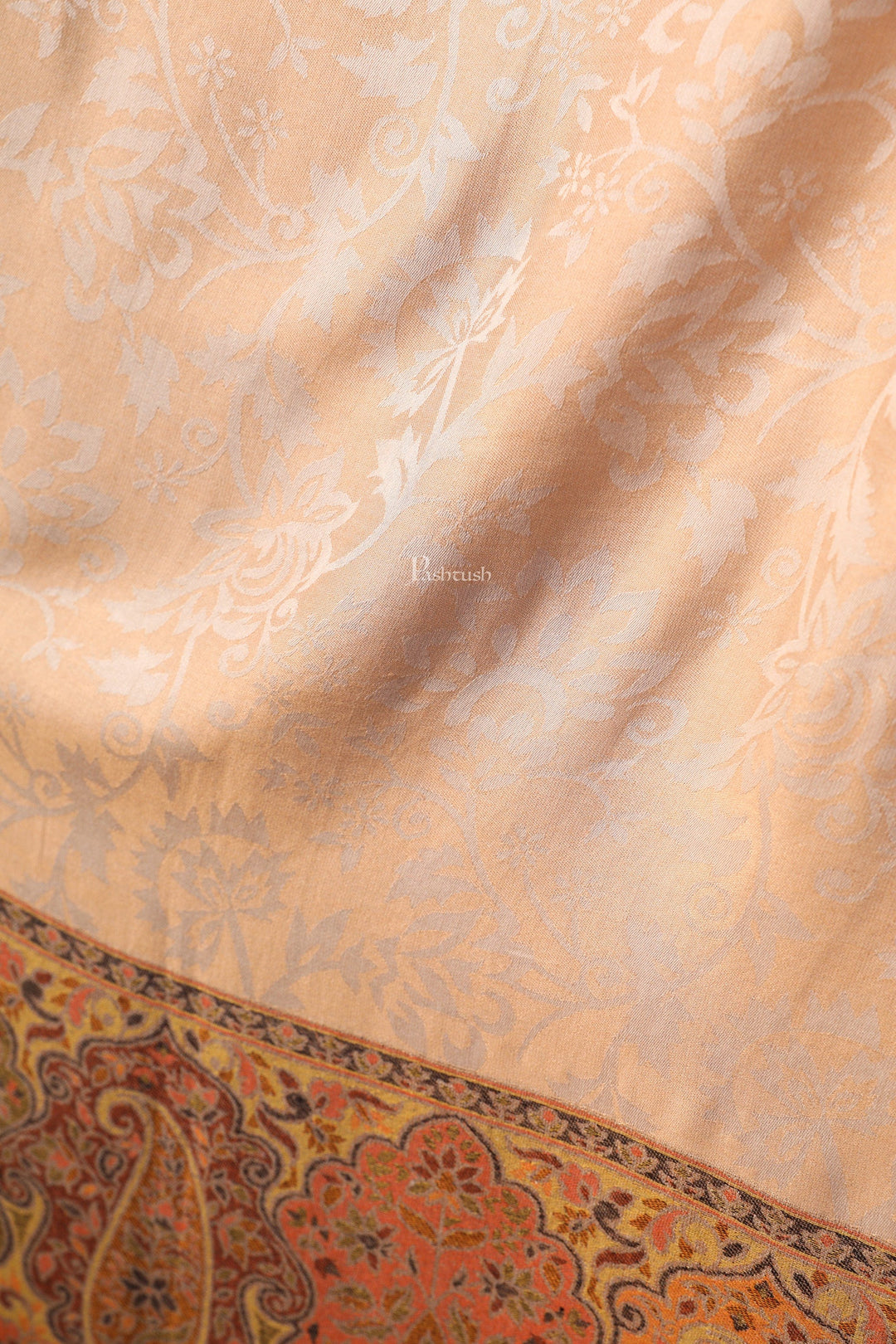 Pashtush India Gift Pack Pashtush His And Her Set Of Mens Fine Wool Lohi and Womens Reversible Bamboo Stole, Premium Gift Box Packaging, Ivory and Peach