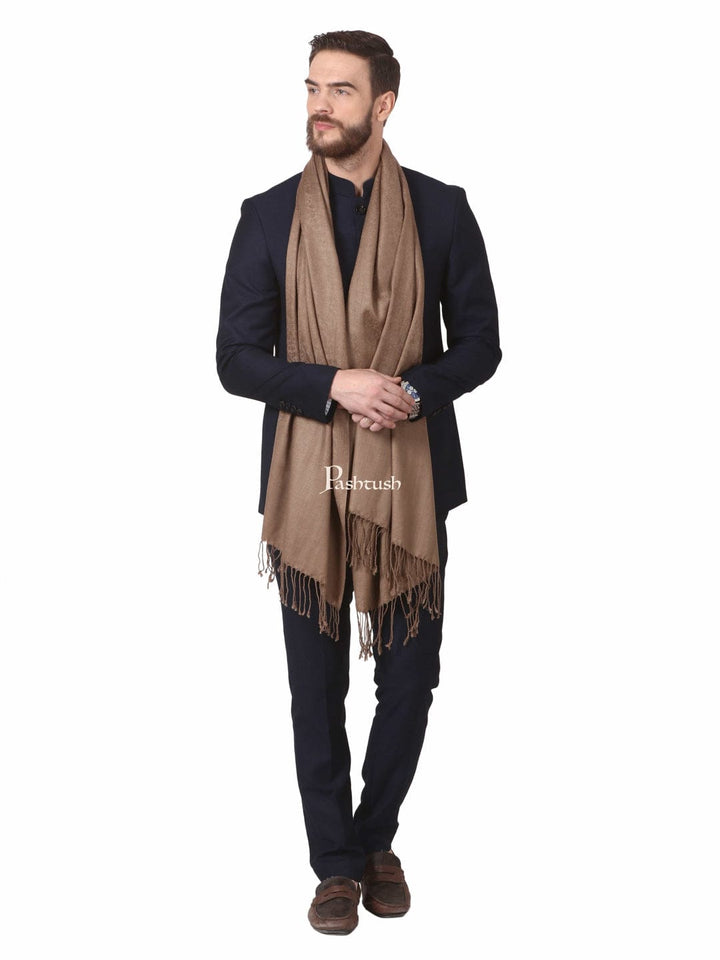 Pashtush India Gift Pack Pashtush His And Her Set Of Mens Fine Wool Muffler and Womens Extra Fine Wool Stole, Premium Gift Box Packaging, Taupe and Beige