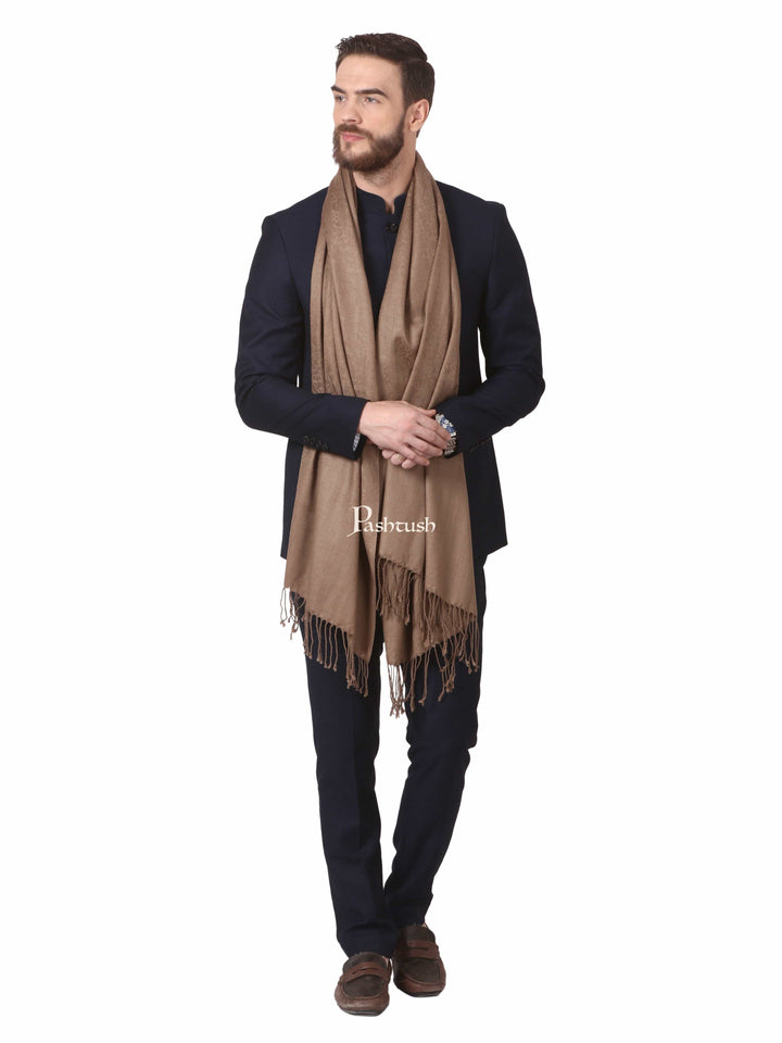 Pashtush India Gift Pack Pashtush His And Her Set Of Mens Fine Wool Muffler and Womens Twilight Shawl, Premium Gift Box Packaging, Taupe and Ivory