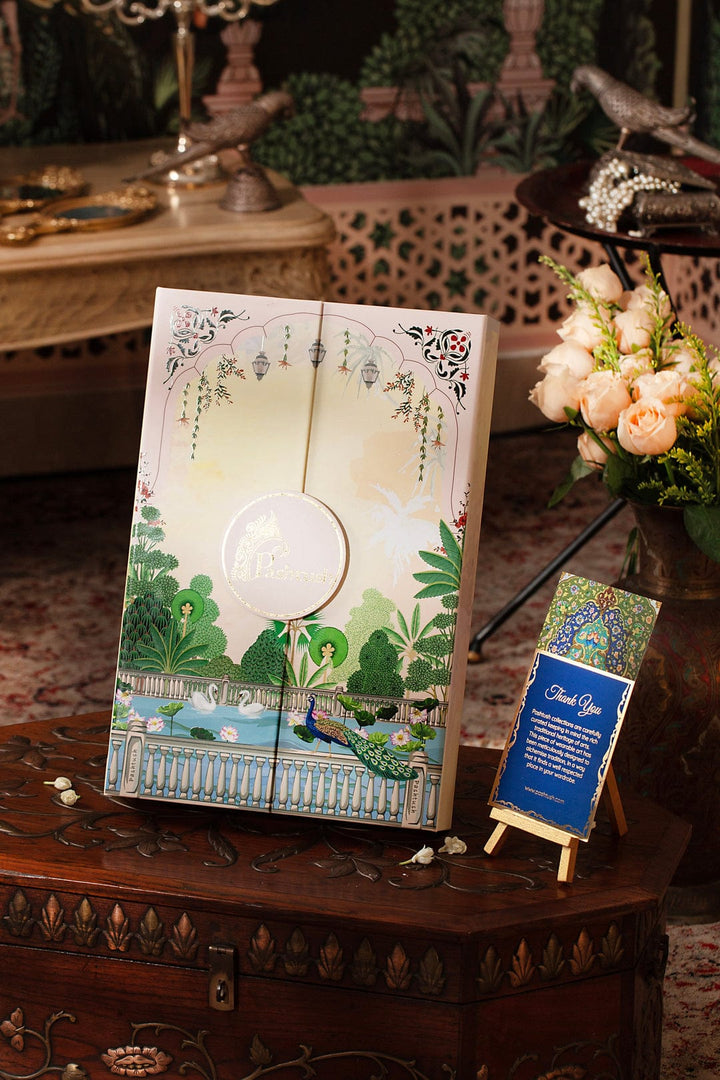 Pashtush India Gift Pack Pashtush His And Her Set Of Mens Fine Wool Scarf and Womens Kalamkari Shawl, Premium Gift Box Packaging, Sahara and Multicolour