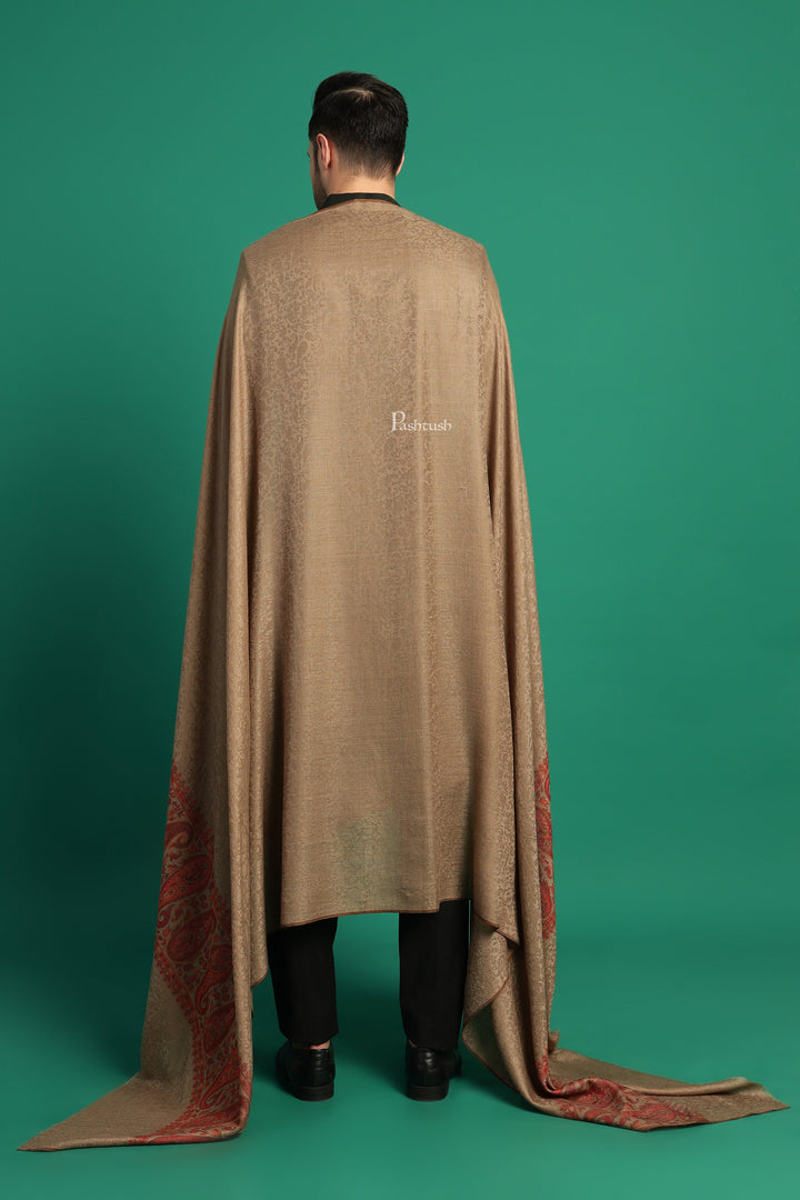 Pashtush India Gift Pack Pashtush His And Her Set Of Mens Fine Wool Shawl and Womens Bamboo Stole, Premium Gift Box Packaging, Taupe and Multicolour