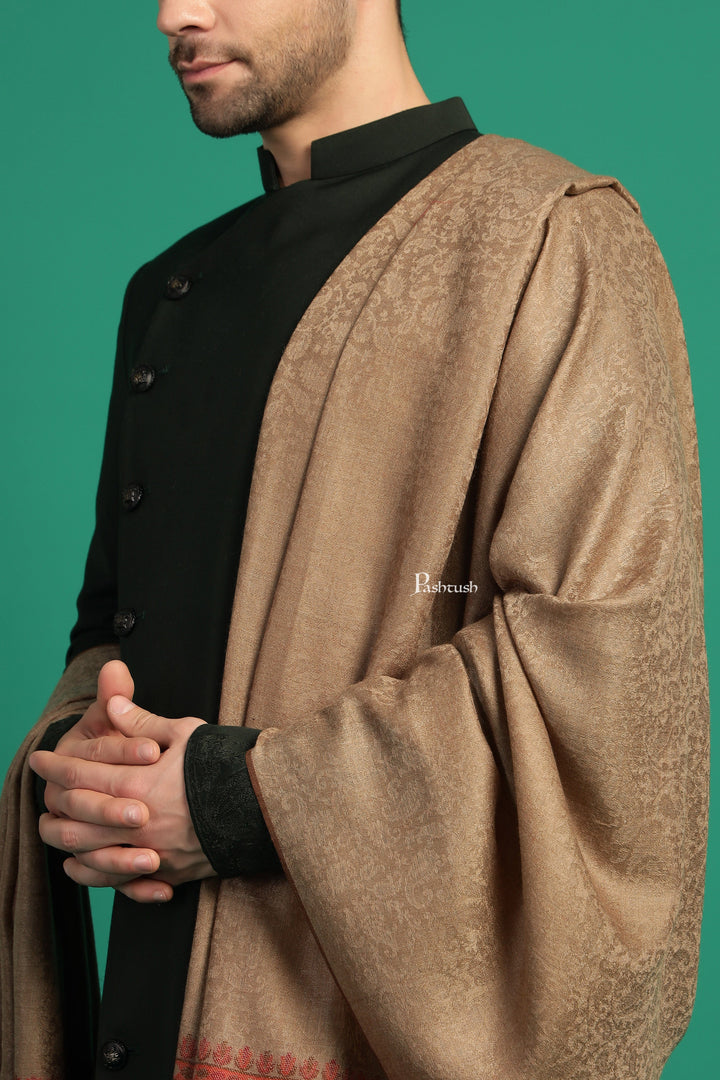 Pashtush India Gift Pack Pashtush His And Her Set Of Mens Fine Wool Shawl and Womens Bamboo Stole, Premium Gift Box Packaging, Taupe and Multicolour