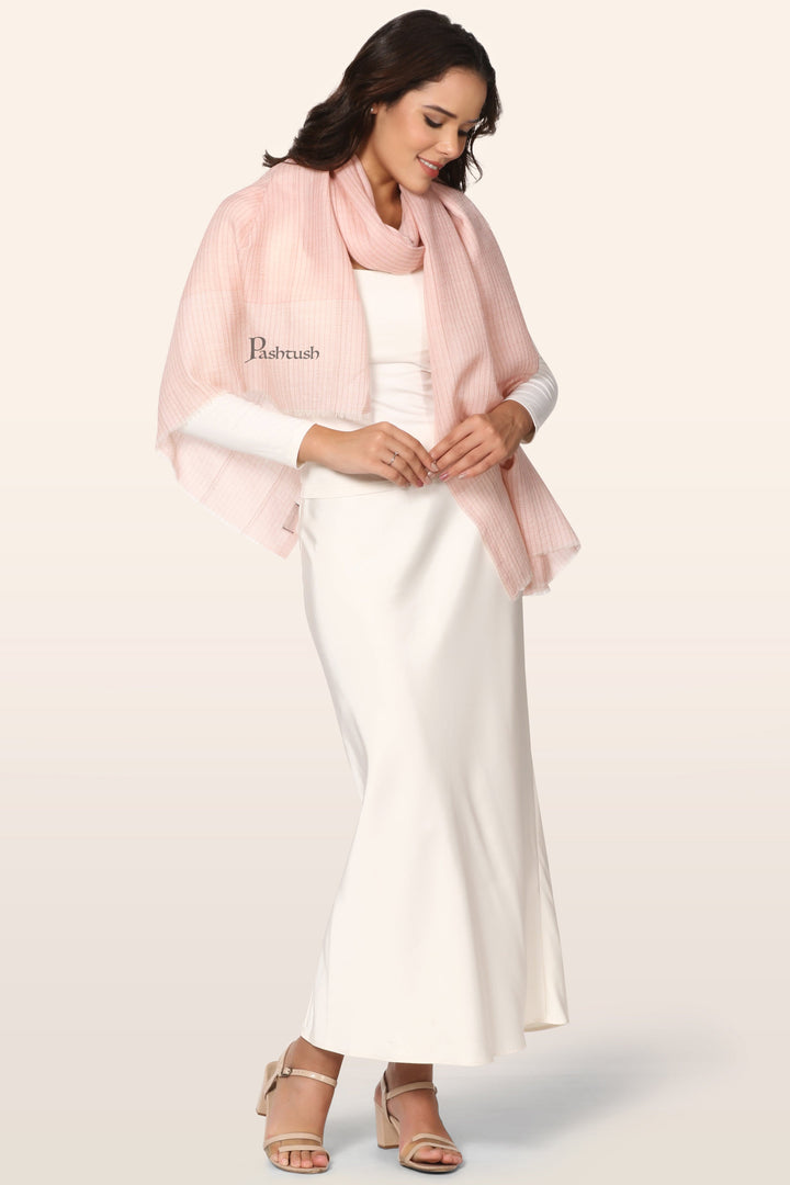 Pashtush India Gift Pack Pashtush His And Her Set Of Mens Fine Wool Shawl and Womens Stole , Premium Gift Box Packaging, Beige and Pink