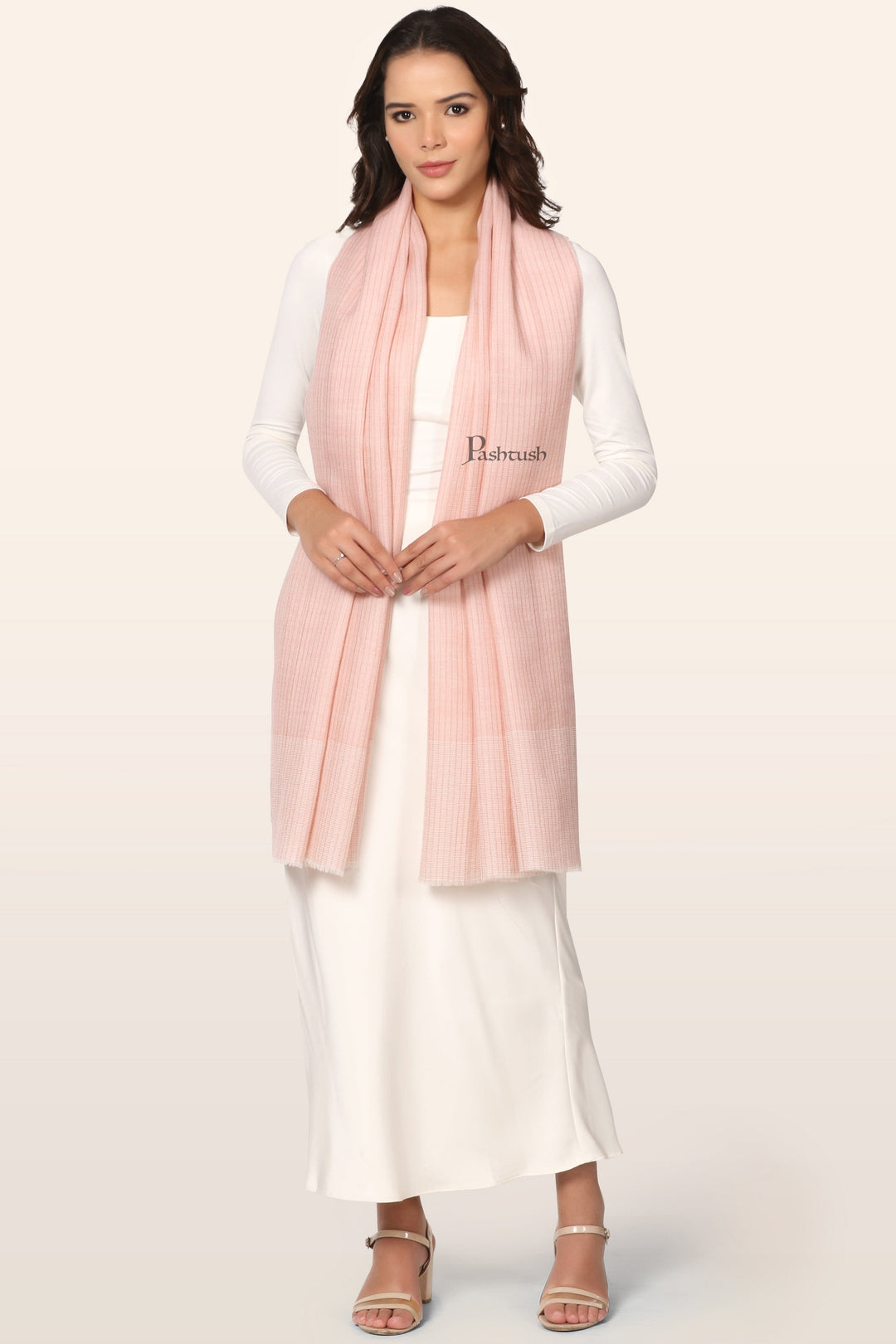 Pashtush India Gift Pack Pashtush His And Her Set Of Mens Fine Wool Shawl and Womens Stole , Premium Gift Box Packaging, Beige and Pink
