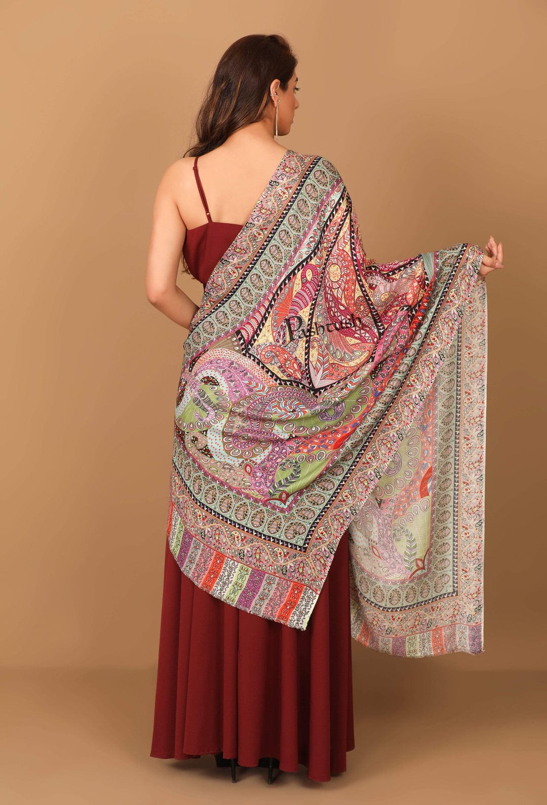 Pashtush India Gift Pack Pashtush His And Her Set Of Mens Fine Wool Stole and Womens Bamboo Stole, Premium Gift Box Packaging, Green and Multicolour