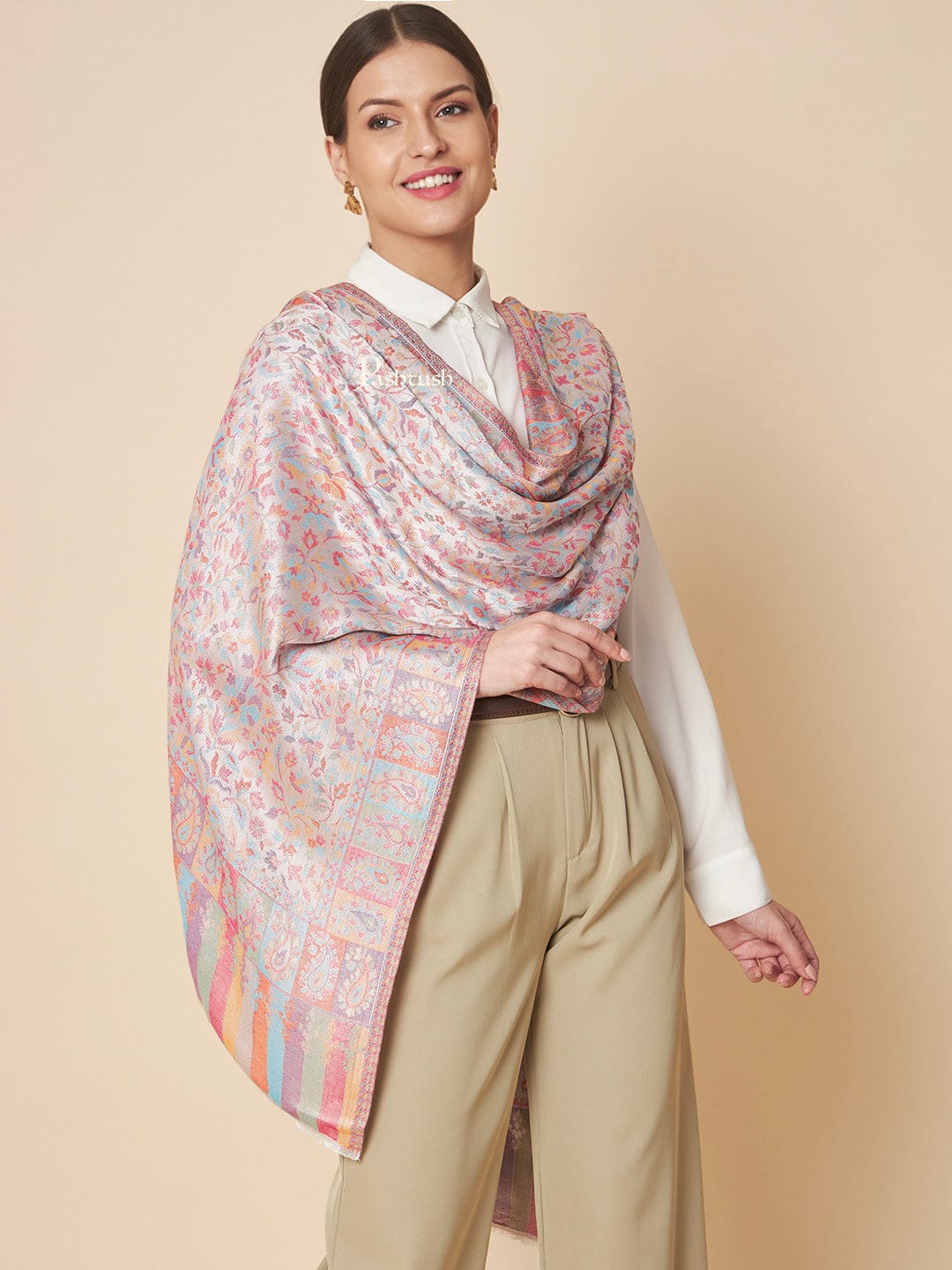 Pashtush India Gift Pack Pashtush His And Her Set Of Mens Fine Wool Stole and Womens Bamboo Stole, Premium Gift Box Packaging, Maroon and Multicolour