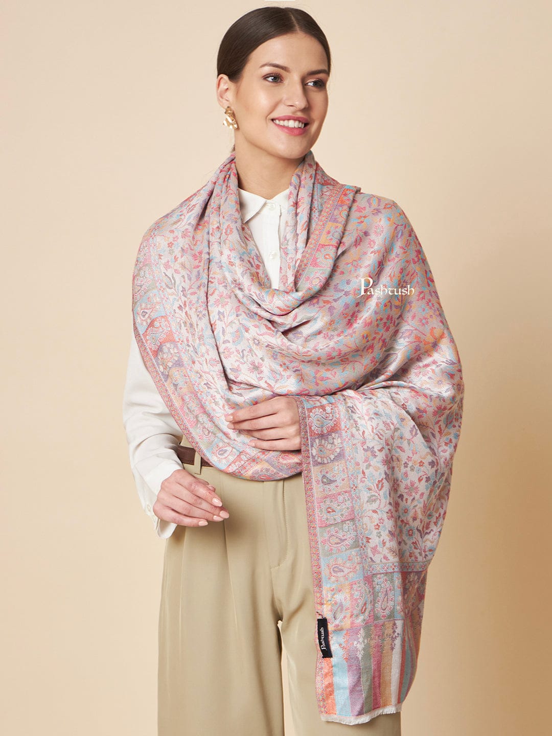 Pashtush India Gift Pack Pashtush His And Her Set Of Mens Fine Wool Stole and Womens Bamboo Stole, Premium Gift Box Packaging, Maroon and Multicolour