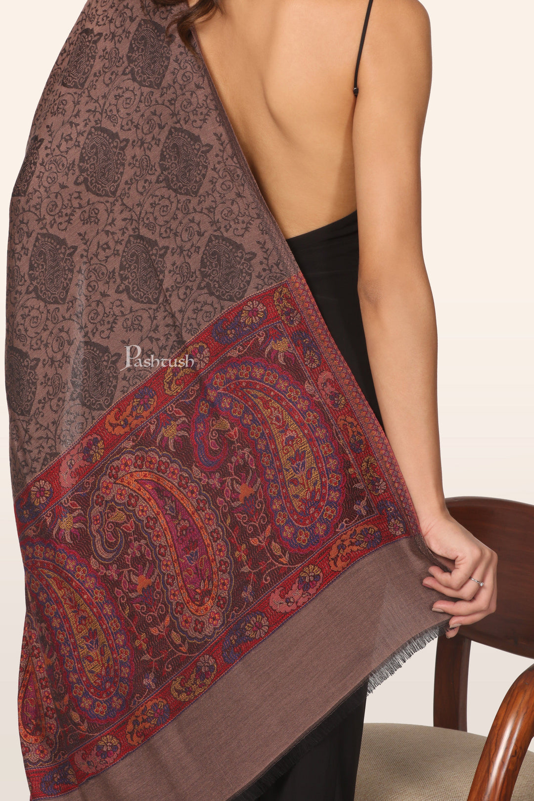 Pashtush India Gift Pack Pashtush His And Her Set Of Mens Fine Wool Stole and Womens Bamboo Stole, Premium Gift Box Packaging, Purple and Taupe