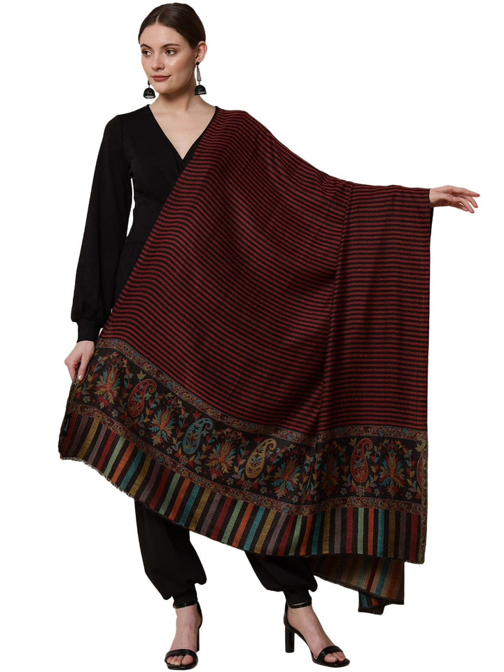 Pashtush India Gift Pack Pashtush His and Her Set of Mens Fine Wool Stole and Womens Paiseley Shawl with Gift Box Packaging, Red and Multicolour