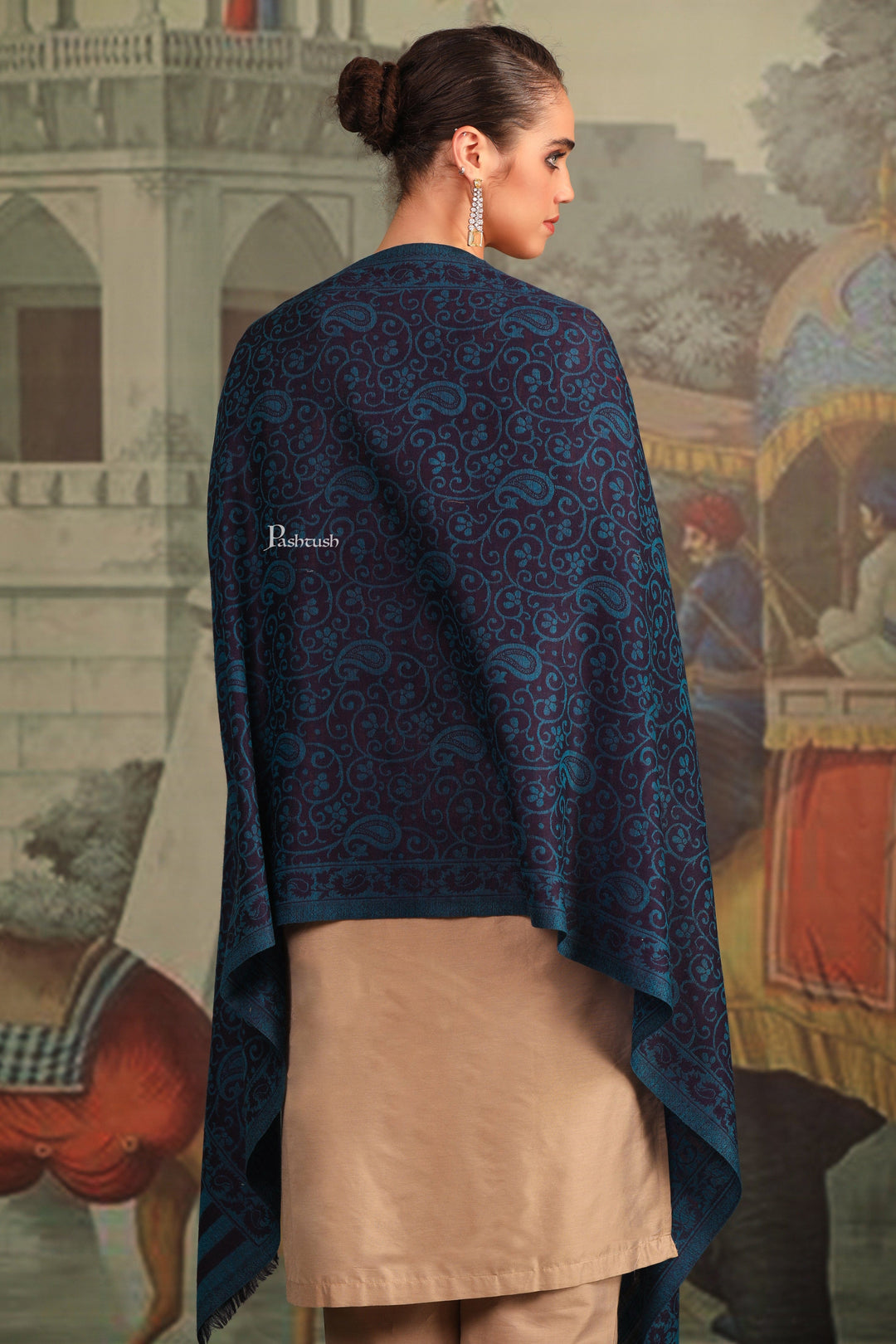 Pashtush India Gift Pack Pashtush His And Her Set Of Mens Fine Wool Stole and Womens Pure Wool Stole, Premium Gift Box Packaging, Beige and Blue