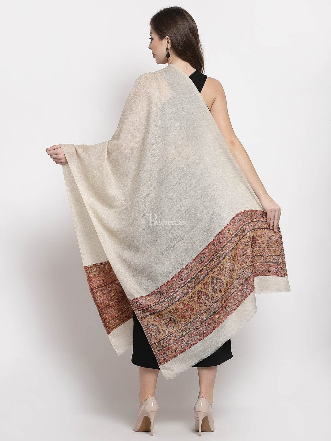 Pashtush India Gift Pack Pashtush His And Her Set Of Mens Fine Wool Stole and Womens Reversible Stole, Premium Gift Box Packaging, Beige