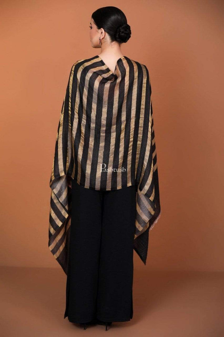 Pashtush India Gift Pack Pashtush His And Her Set Of Mens Fine Wool Stole and Womens Twilight Stole, Premium Gift Box Packaging, Black