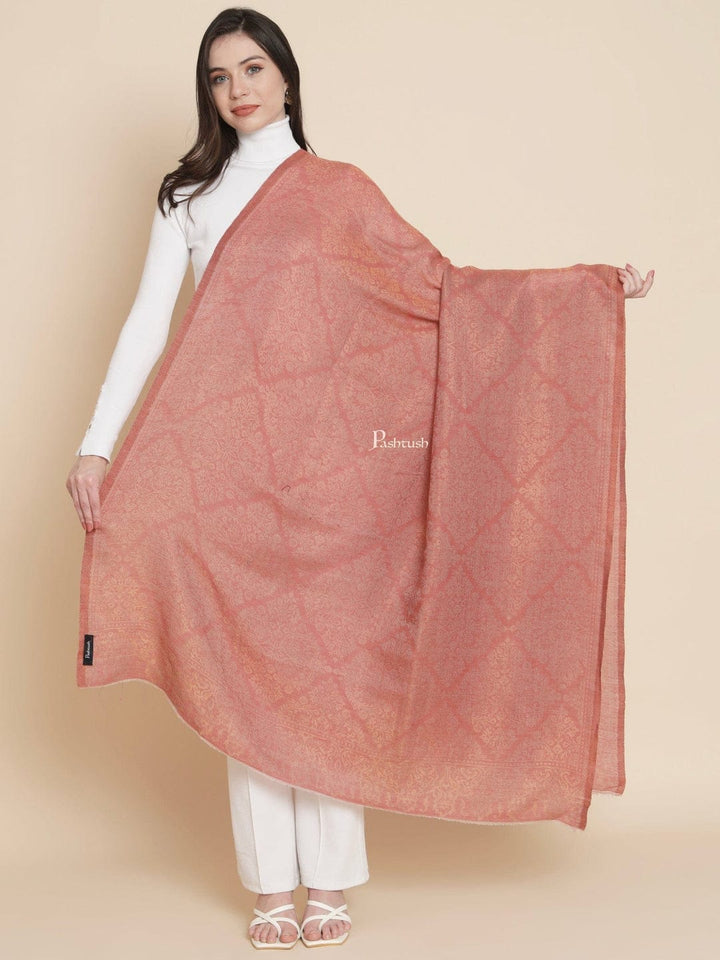 Pashtush India Gift Pack Pashtush His And Her Set Of Mens Jamawar Stole and Womens Extra Fine Wool Shawl, Premium Gift Box Packaging, Navy Blue and Rose