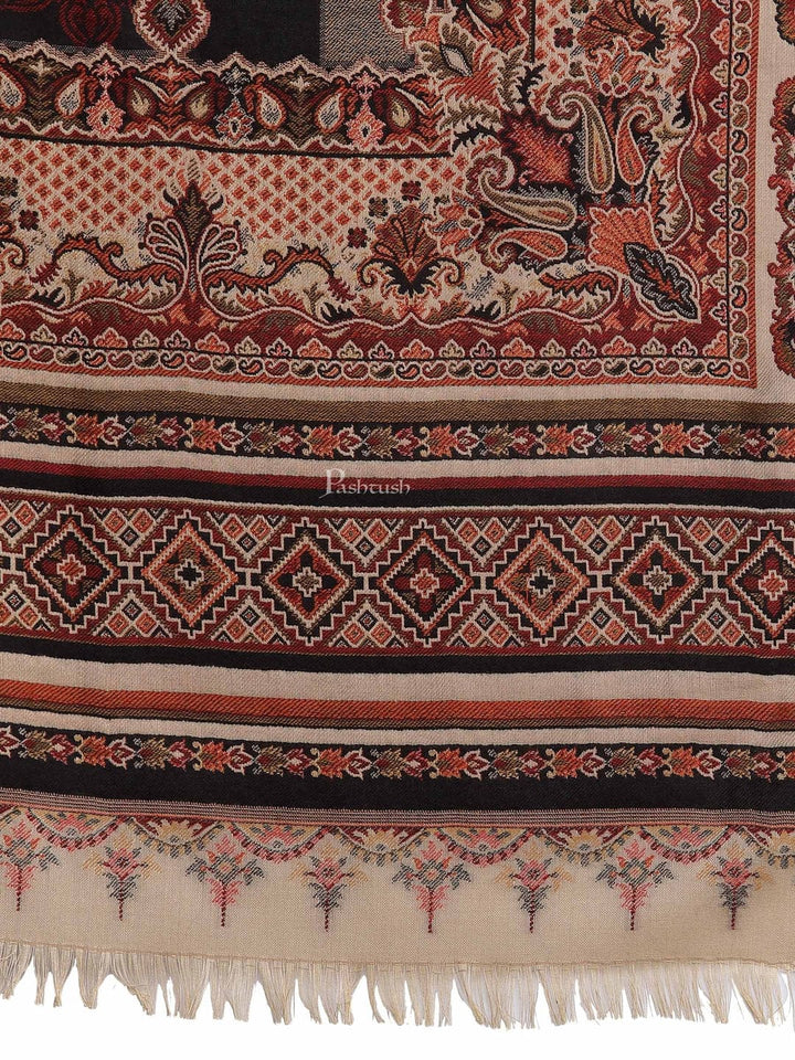 Pashtush India Gift Pack Pashtush His And Her Set Of Mens Jamawar Stole and Womens Shawl, Premium Gift Box Packaging, Maroon and Black