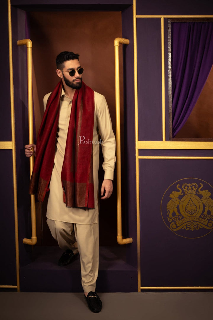Pashtush India Gift Pack Pashtush His And Her Set Of Mens Twilight Stole and Womens Bamboo Stole, Premium Gift Box Packaging, Maroon and Multicoloured