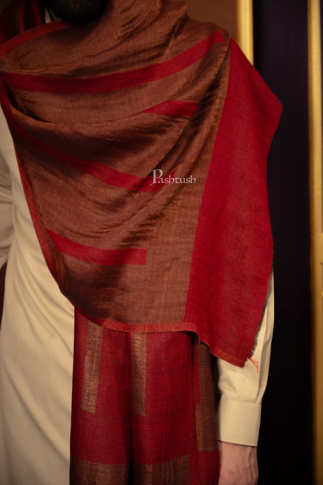 Pashtush India Gift Pack Pashtush His And Her Set Of Mens Twilight Stole and Womens Bamboo Stole, Premium Gift Box Packaging, Maroon and Multicoloured