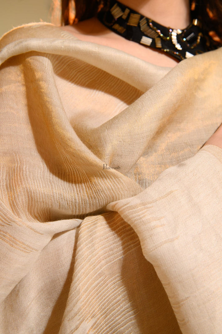 Pashtush India Gift Pack Pashtush His And Her Set Of Mens Twilight Stole and Womens Extra Fine Wool Shawl, Premium Gift Box Packaging, Gold and Ivory