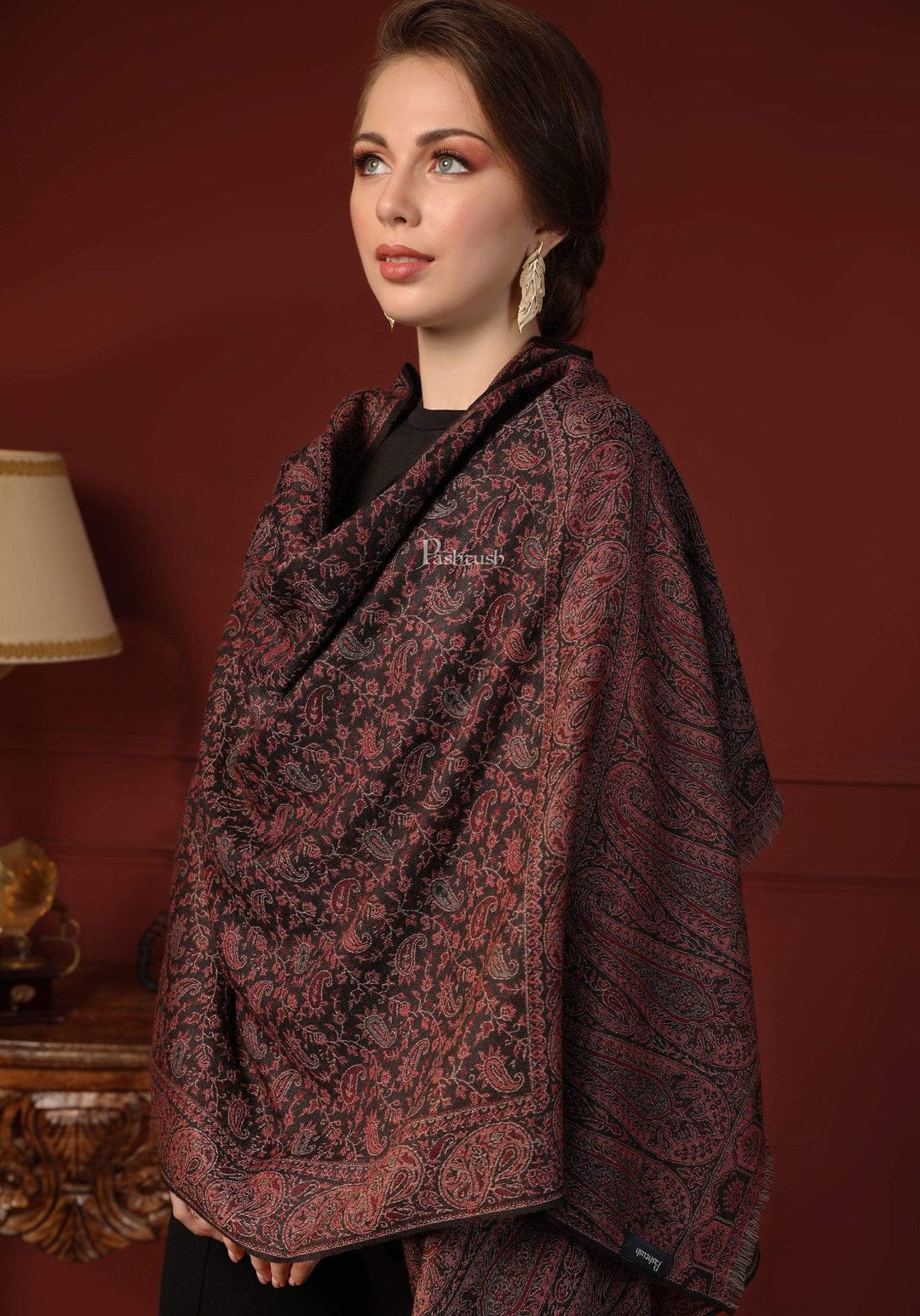 Pashtush India Gift Pack Pashtush His And Her Set Of Mens Twilight Stole and Womens Fine Wool Stole, Premium Gift Box Packaging, Gold and Black