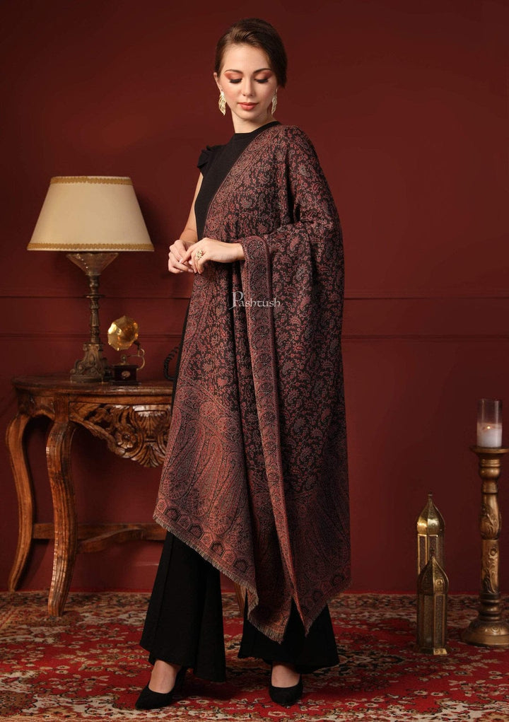 Pashtush India Gift Pack Pashtush His And Her Set Of Mens Twilight Stole and Womens Fine Wool Stole, Premium Gift Box Packaging, Gold and Black