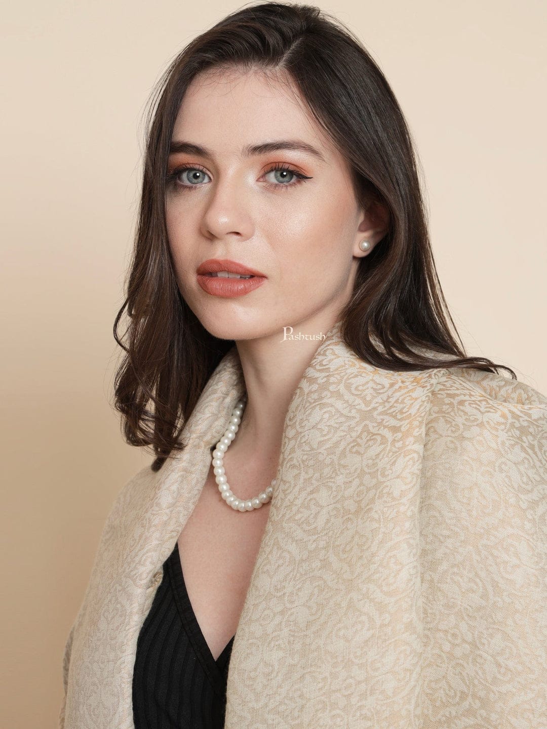 Pashtush India Gift Pack Pashtush His And Her Set Of Twilight Stole and Shawl, Premium Gift Box Packaging, Gold and Ivory