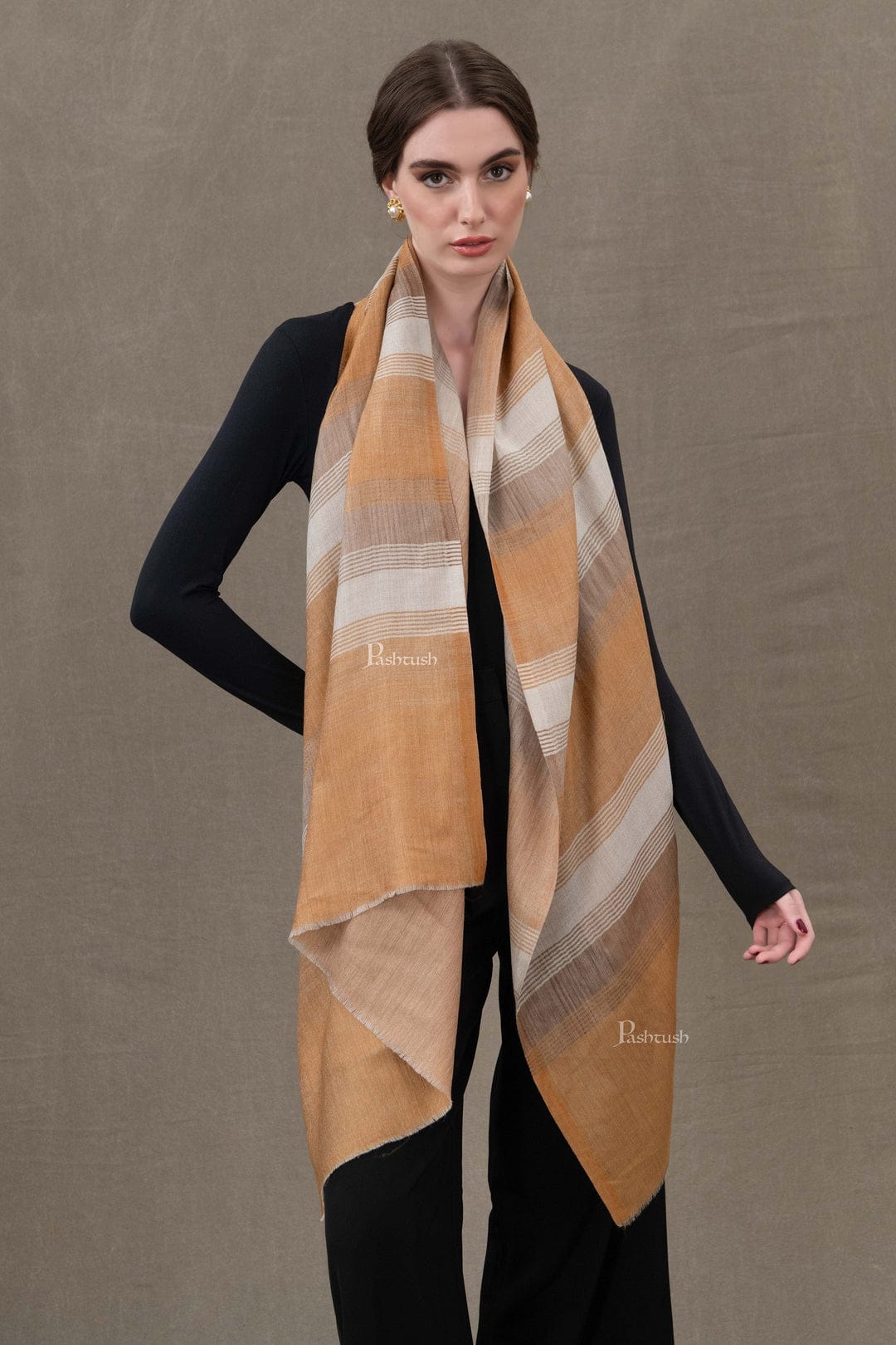 Pashtush India Gift Pack Pashtush His And Her Set Of Twilight Stoles, Premium Gift Box Packaging, Black and Gold