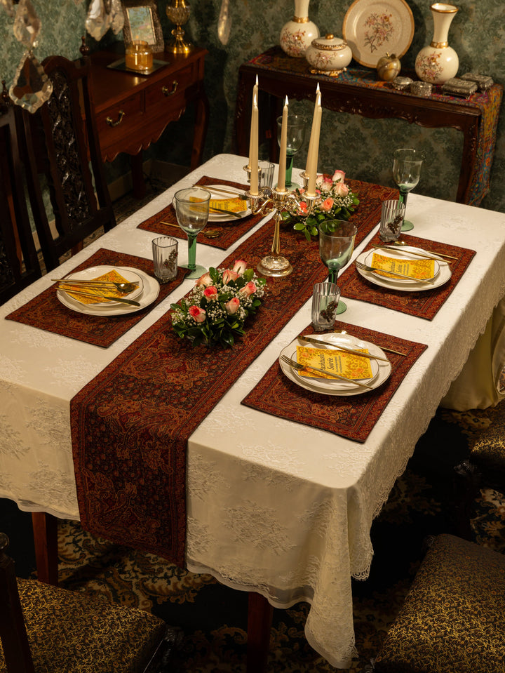 Pashtush India Gift Pack Pashtush Luxury Table Mats, Jamawar Collection, Coffee Brown (Mats Only)