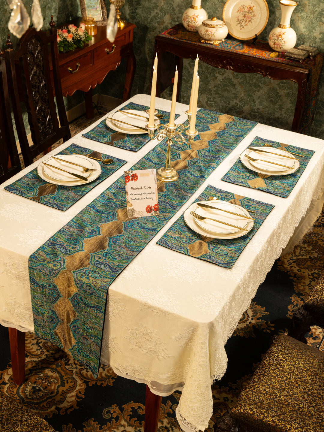 Pashtush India Gift Pack Pashtush Luxury Table Mats, Twilight Collection, Arabic Sea Blue (Mats Only)