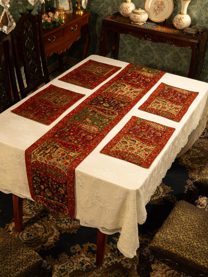 Pashtush India Gift Pack Pashtush Luxury Table Runner with Mats Set, Twilight Collection, Multicolour