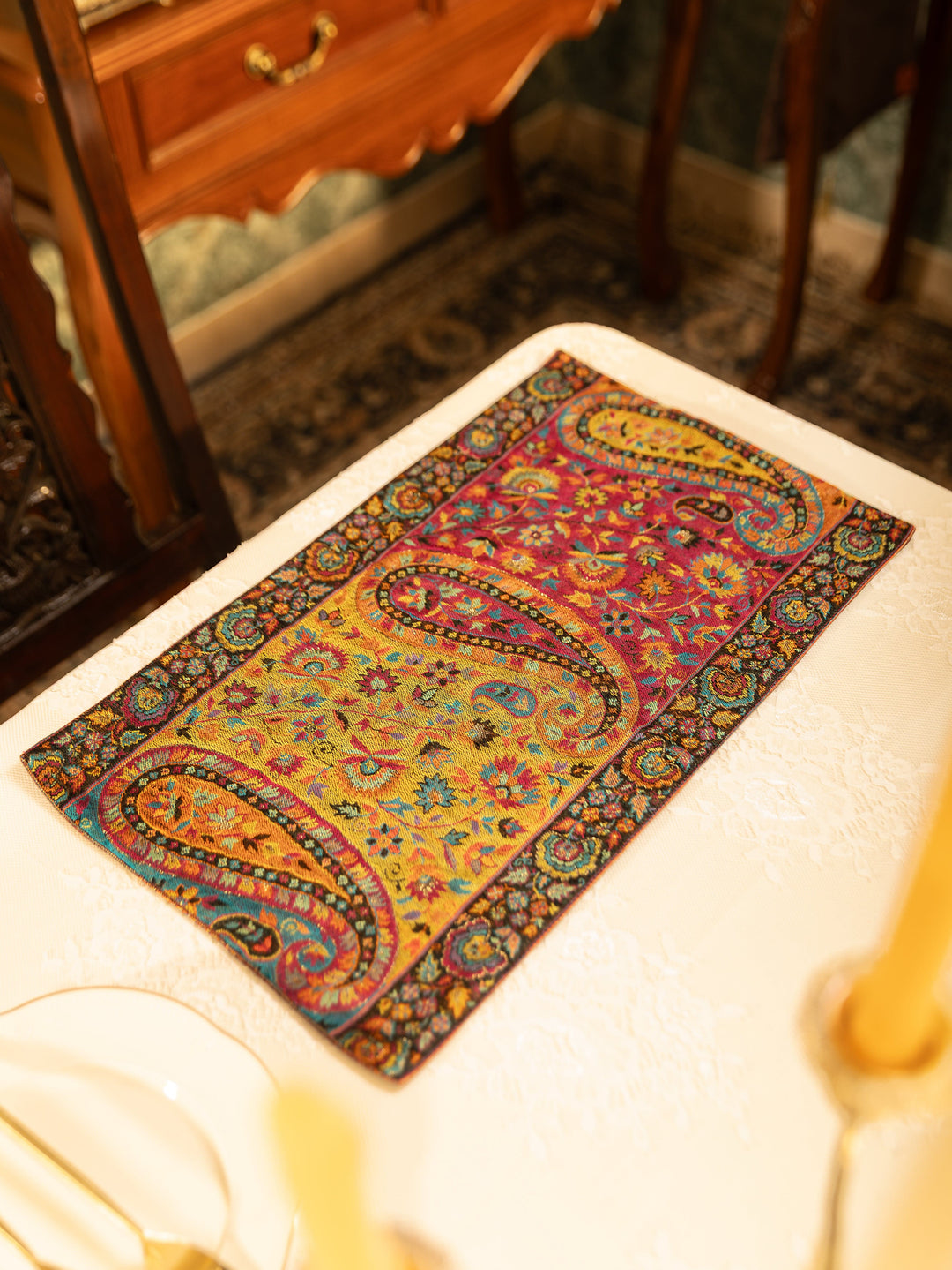 Pashtush India Gift Pack Pashtush Luxury Table Runner with Mats Set, Twilight Collection, Multicolour