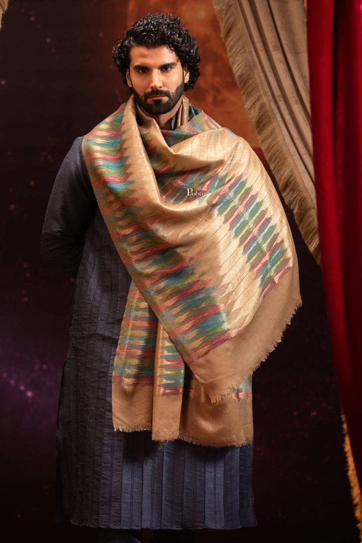 Pashtush India Mens Scarves Stoles and Mufflers Pashtush Mens 100% Pure Wool With Woolmark Certificate Stole, Paisley Design, Multicolour