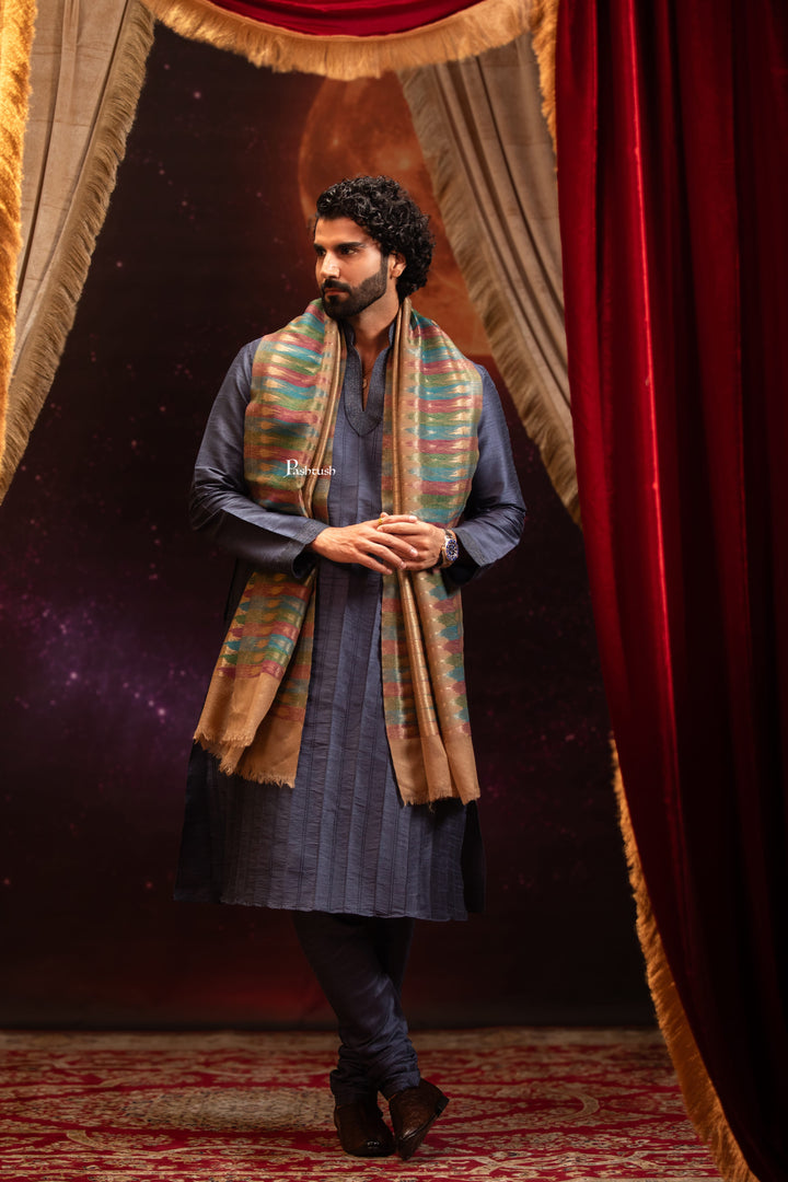 Pashtush India Mens Scarves Stoles and Mufflers Pashtush Mens 100% Pure Wool With Woolmark Certificate Stole, Paisley Design, Multicolour
