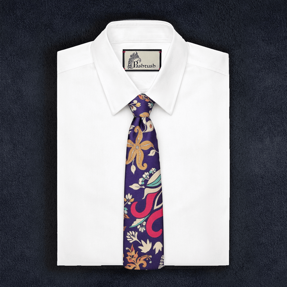 Pashtush India Mens Neckties Ties for Men Pashtush mens 100% Pure Wool with Woolmark Certificate tie, Printed design, Multicolour