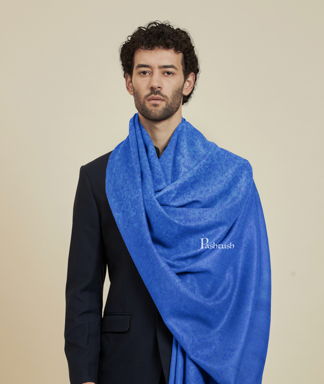 Pashtush India Mens scarf and Stoles Pashtush Mens Bamboo Stole, Navy Blue